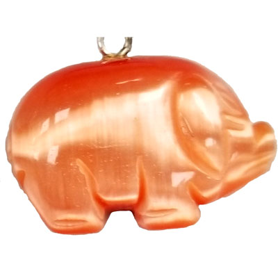 FIBER OPTICAL PIG 17X22MM ORANGE COLOR PENDANT (2PCS)